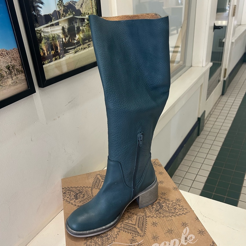 Free People Tall Suede Slouch Boot - Navy - Picture 5 of 6